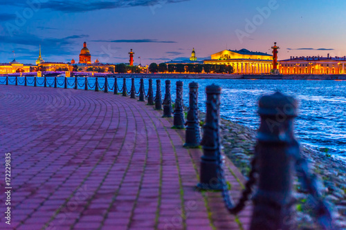 St. Petersburg. Spit of Vasilyevsky Island. Sunset over St. Petersburg. photo