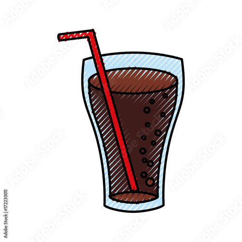 glass cup cola drink bubbles refresment liquid vector illustration