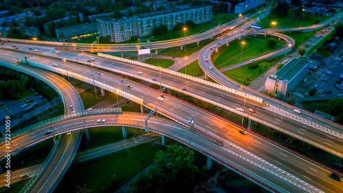 City roads. Highway from the air.