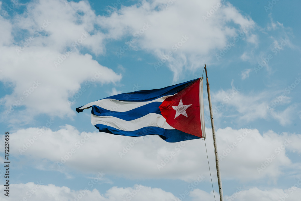 Cuban flag against the sky Cuban flag against the sky
