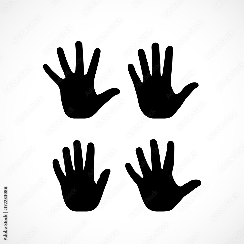 Human palm hand vector silhouette - obrazy, fototapety, plakaty 