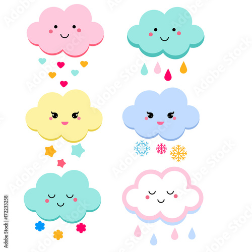 Cute clouds vector illustration for kids. isolated design children. baby shower clouds