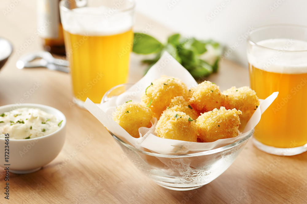 Delicious fried mini mozzarella balls coat in panko Delicious fried mini mozzarella balls coat in panko
