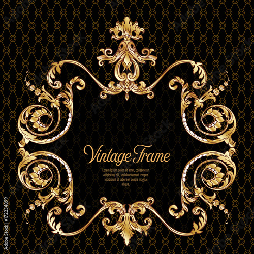 Vintage richly decorated frame in rococo style for menus, ads, a