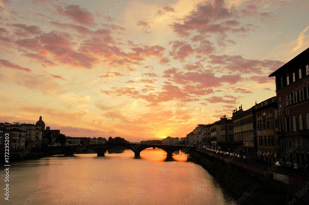 Florence, Italy sunset on the river Arno