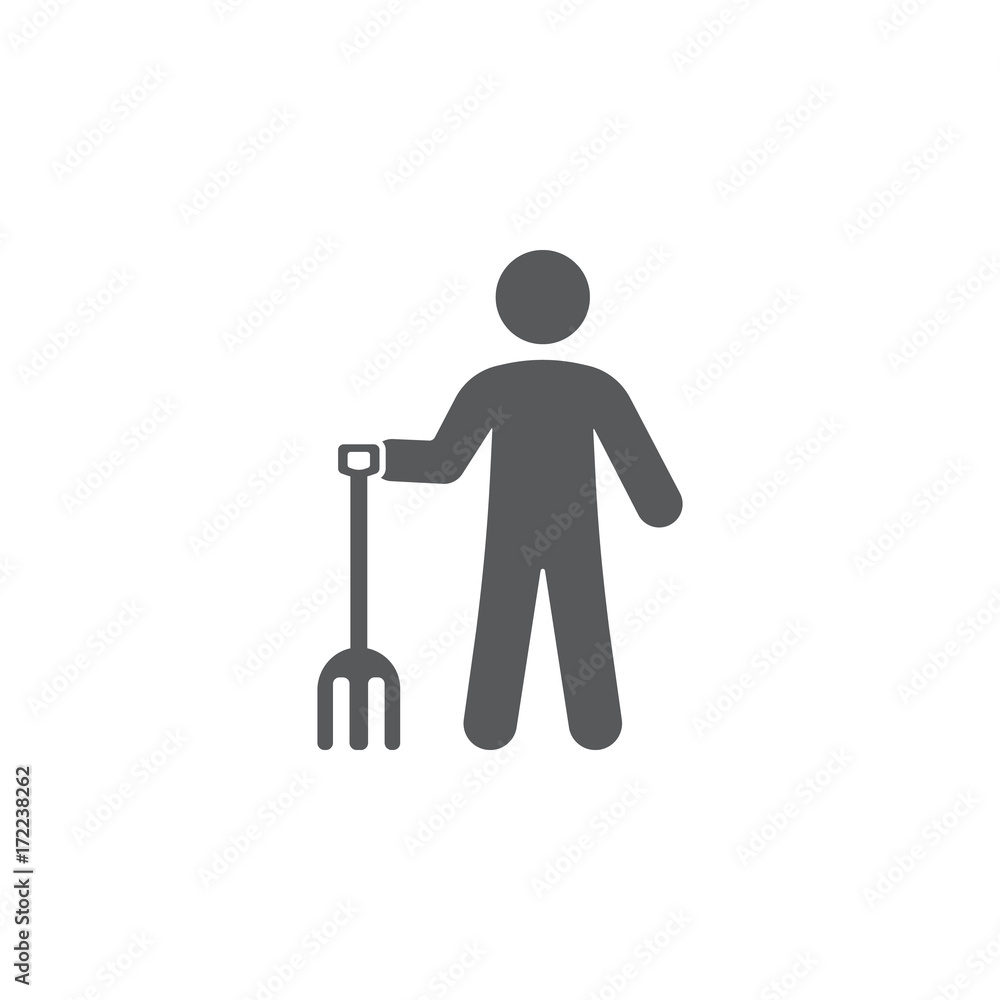 Farmer man with garden forks icon Farmer man with garden forks icon