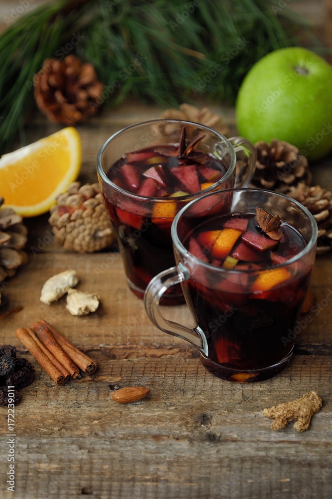 Hot mulled wine with orange and Apple Hot mulled wine with orange and Apple