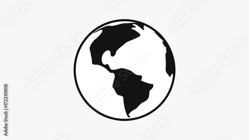 Hand drawn Earth spinning seamless loop. Animation of rotation globe of Earth from hand drawn style Animation in stop motion style. Minimal World Globe. cartoon earth. ecology and recycle concept