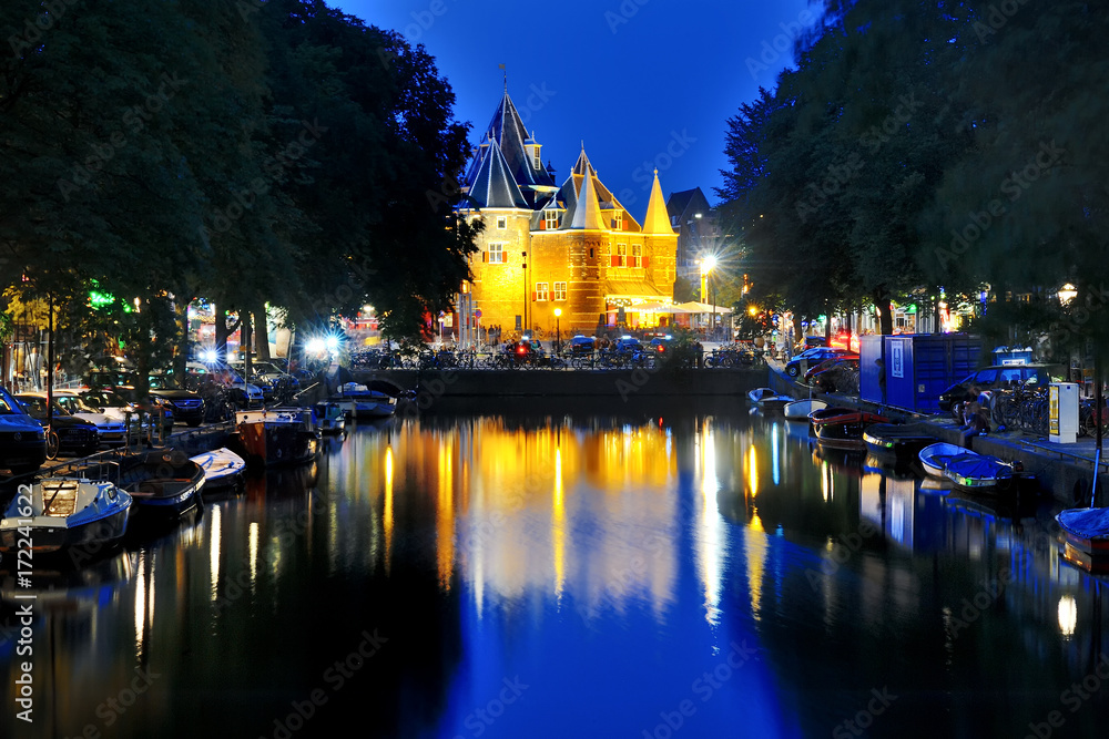 Amsterdam, Holland - scenic view at night