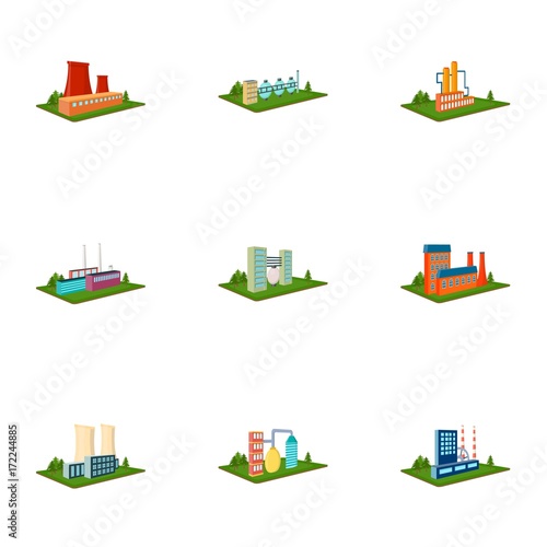 Processing factory,metallurgical plant and other production. Factory and industry set collection icons in cartoon style isometric vector symbol stock illustration web.