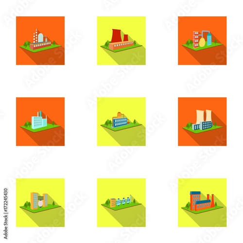 Processing factory,metallurgical plant and other production. Factory and industry set collection icons in flat style isometric vector symbol stock illustration web.