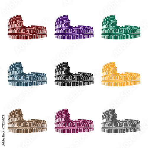 Colosseum in Italy icon in black style isolated on white background. Countries symbol stock vector illustration.