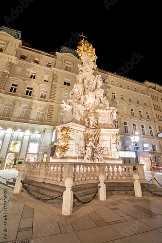 Photography Low angle view of Pestsaule against building at Graben street in Vienna, Austria