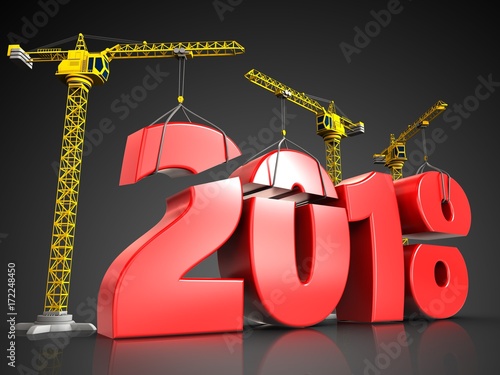 3d red 2018 year sign