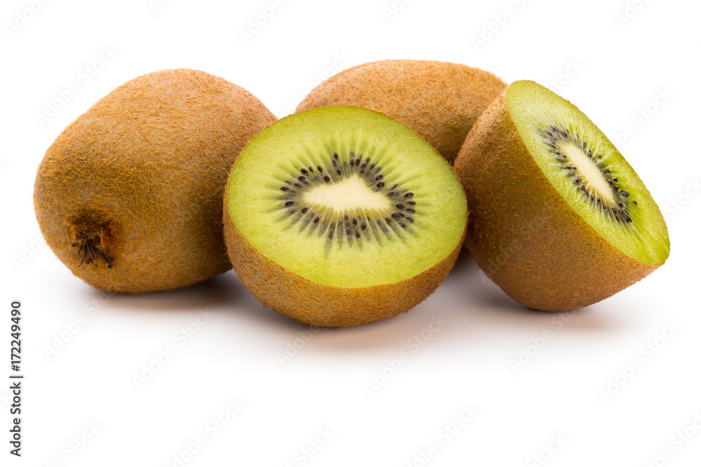 Fototapeta premium Kiwi fruit and sliced isolated on white background.
