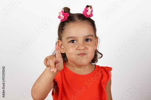 Little girl pointing out