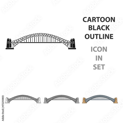 Sydney Harbour Bridge icon in cartoon style isolated on white background. Australia symbol stock vector illustration.