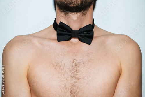 Man neck with bow tie photo