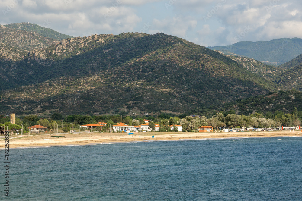 Panoramic view of Sykia Beach at Sithonia peninsula, Chalkidiki, Central Macedonia, Greece Panoramic view of Sykia Beach at Sithonia peninsula, Chalkidiki, Central Macedonia, Greece