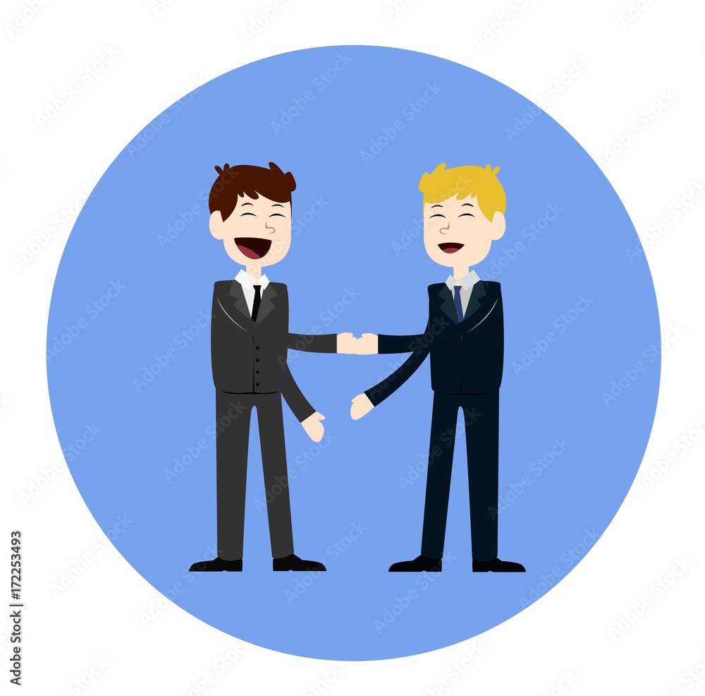 Business concept vector illustration in flat cartoon style. Business people shaking hands. Businessmen making a deal. Business concept vector illustration in flat cartoon style. Business people shaking hands. Businessmen making a deal.