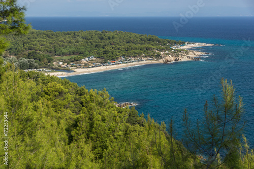 Panoramic view of Platanitsi Beach at Sithonia peninsula, Chalkidiki, Central Macedonia, Greece