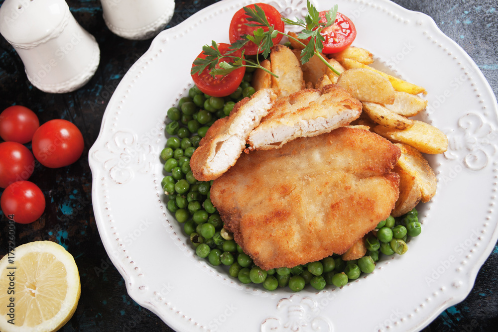 Breaded chicken steak