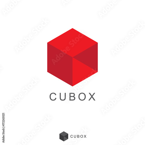 Red Cube and Box Logo. Logo template.