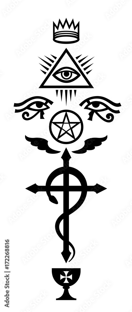CRUX SERPENTINES (The Serpent Cross). Mystical signs and Occult symbols of Illuminati and Freemasonry.