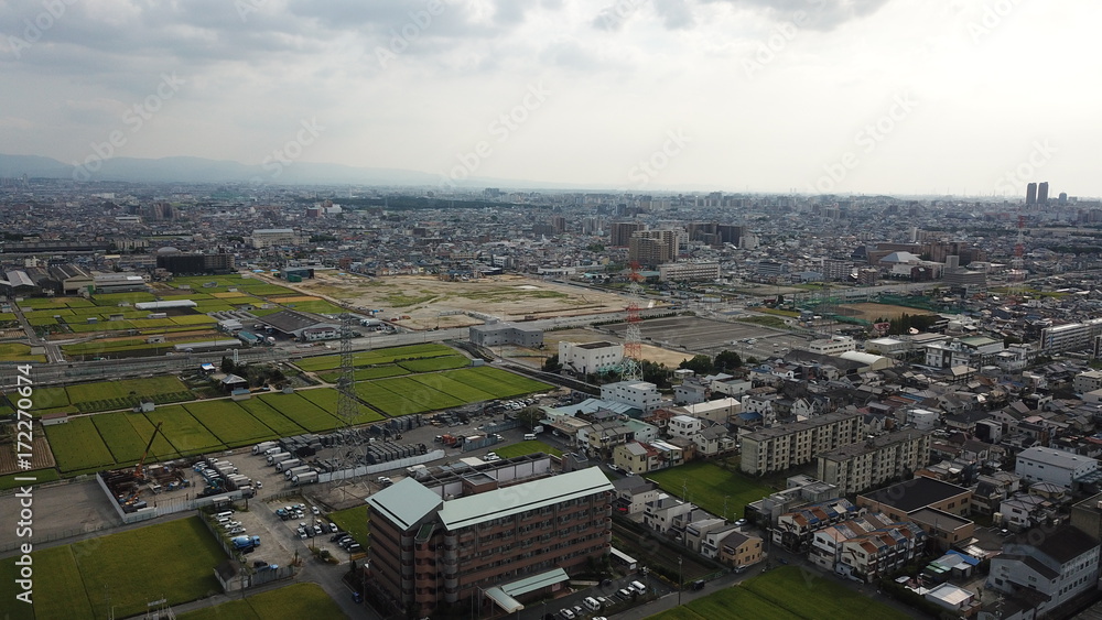 Obraz premium 大和川から空撮～松原市を望む～