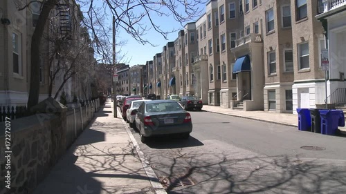 A side street in the Boston, Massachusetts neighborhood of Allston-Brighton. photo