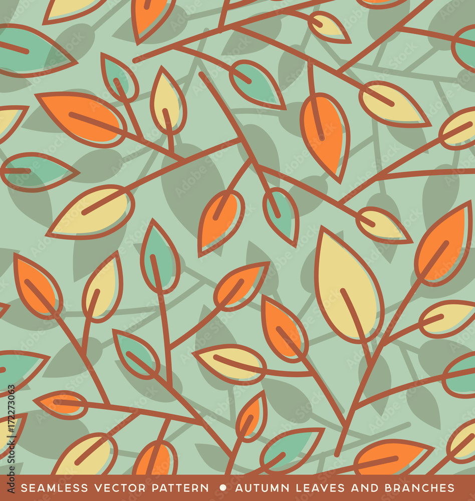 Seamless autumn leaf pattern for backgrounds, banners, print designs. Vector illustration.