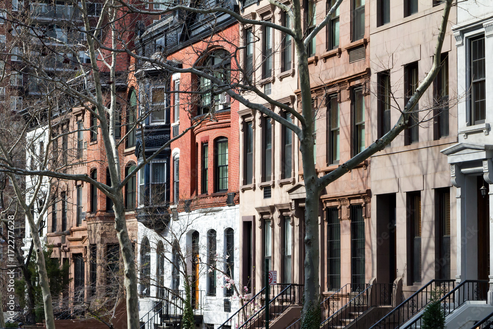 Row of historic buildings in New York City