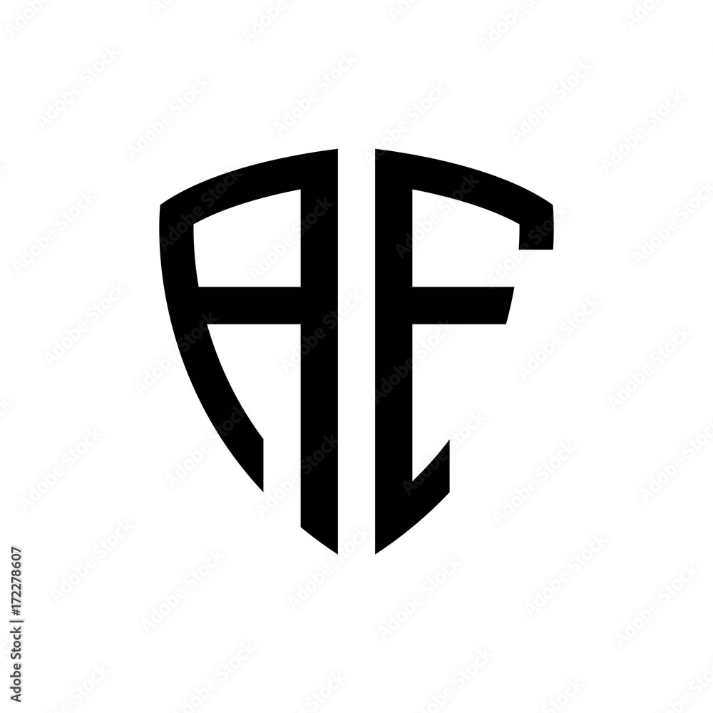 Initial letters logo af black monogram shield shape vector Initial letters logo af black monogram shield shape vector