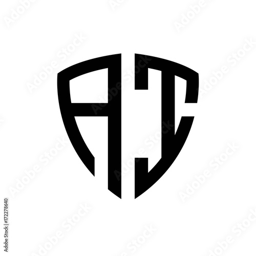 Initial letters logo ai black monogram shield shape vector
