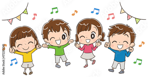 お祝いする子どもたちのイラスト