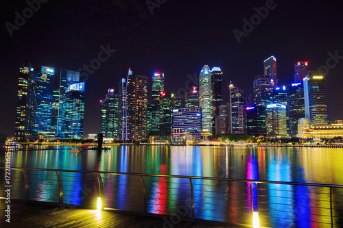 view of central business district building of Singapore at night