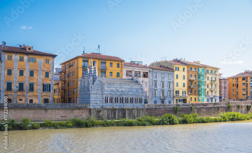 White church Santa Maria della Spina located at River Arno in Pisa