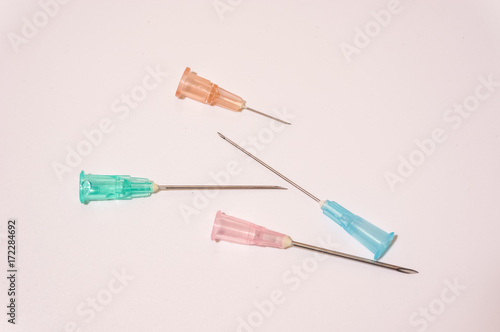 close up view of all size needle