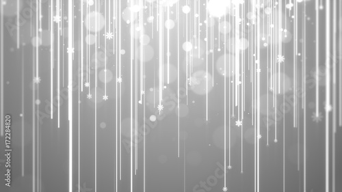 Christmas background  white theme   with lights streak   bokeh glittering and particles snowflake.