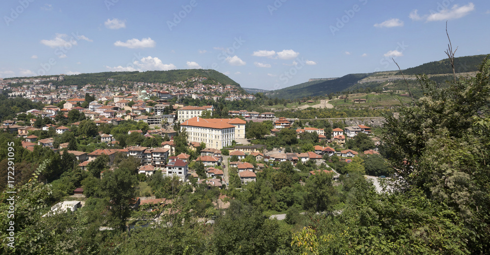 Panoramic view of Veliko Tarnovo in Bulgaria.