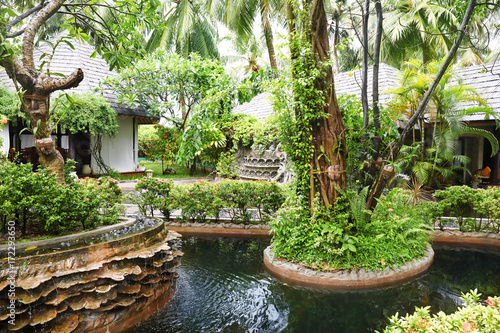 Beautiful garden at tropical resort