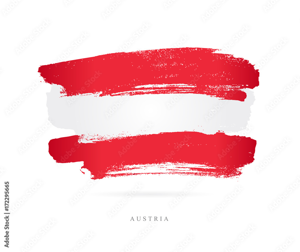 Flag of Austria. Brush strokes - obrazy, fototapety, plakaty 