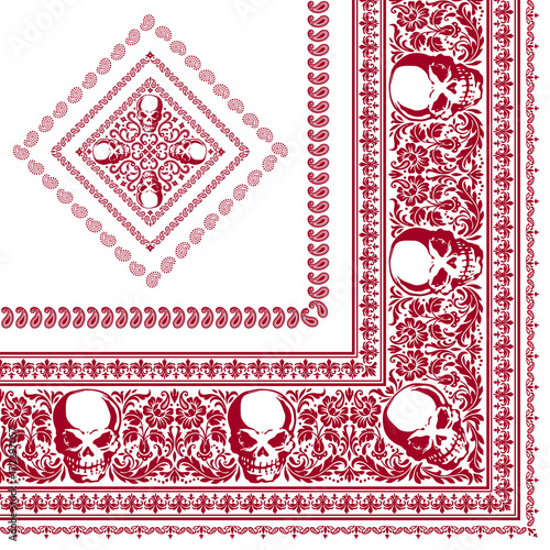 頭蓋骨のバンダナ 素材