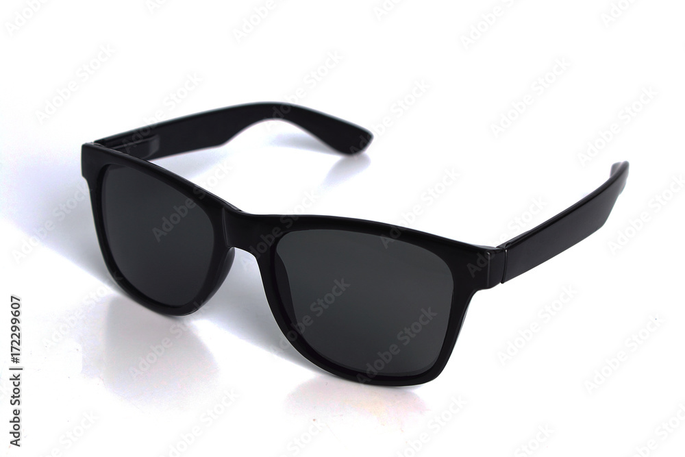 beautiful luxury white sunglasses isolated on white background