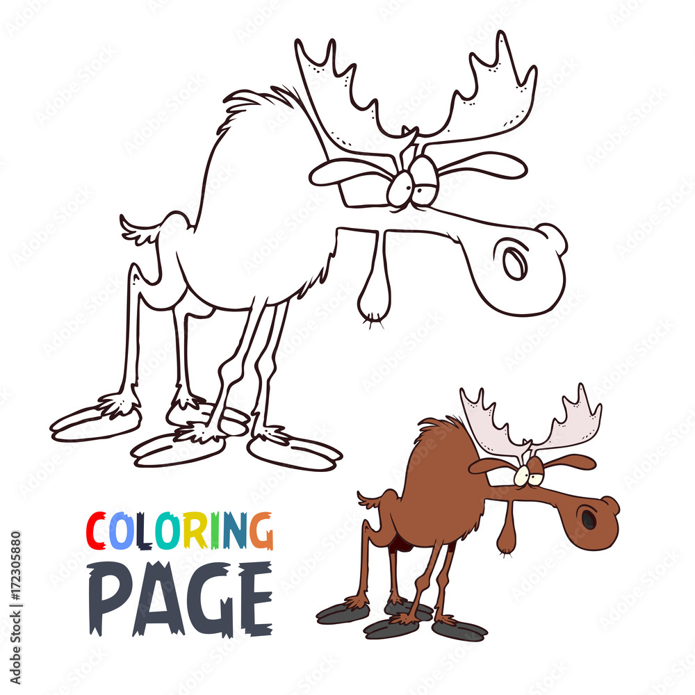 moose cartoon coloring page Stock Vector | Adobe Stock