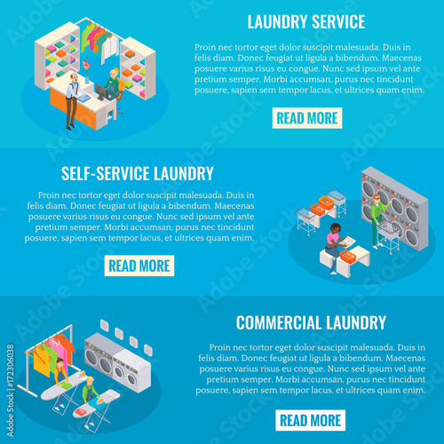 Vector set of laundry horizontal banners