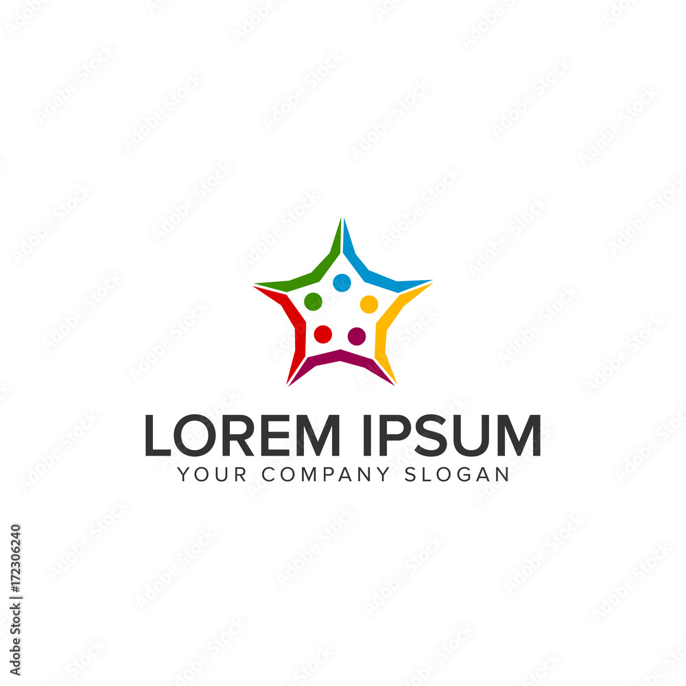 star people with multicolor Logo. Business and Consulting logo. teamwork logo design concept template