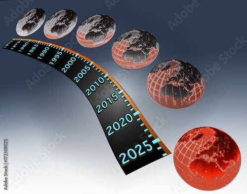 Obraz na plátne The gradual worsening of global warming from 1970 to 2025