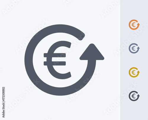 Euro & Return Arrow - Carbon Icons. A professional, pixel-aligned icon designed on a 32 x 32 pixel grid and redesigned on a 16 x 16 pixel grid for very small sizes.