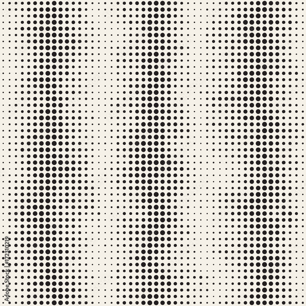 Modern Stylish Halftone Texture. Endless Abstract Background With Circles. Vector Seamless Mosaic Pattern.